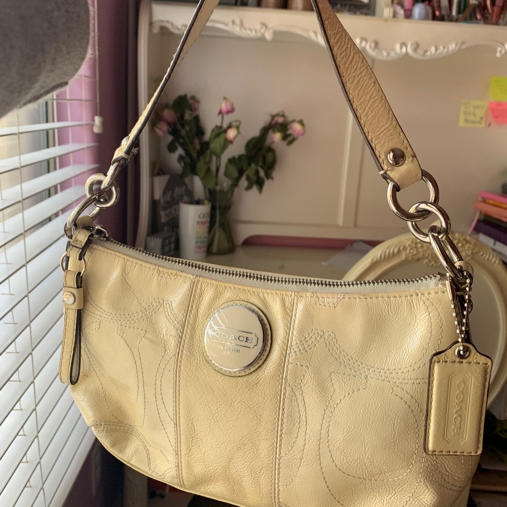Authentic Beige Coach Shoulder Bag